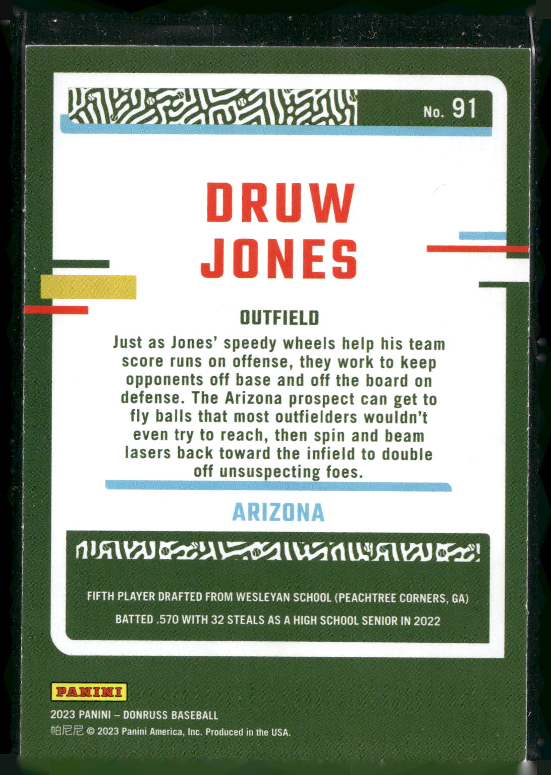 2023 Donruss #91 Druw Jones Holo Blue