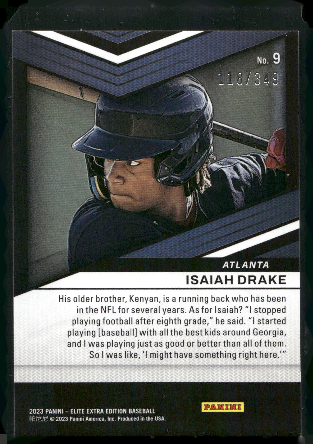 2023 Panini Elite Extra Edition #9 Isaiah Drake Aspirations Blue #/349