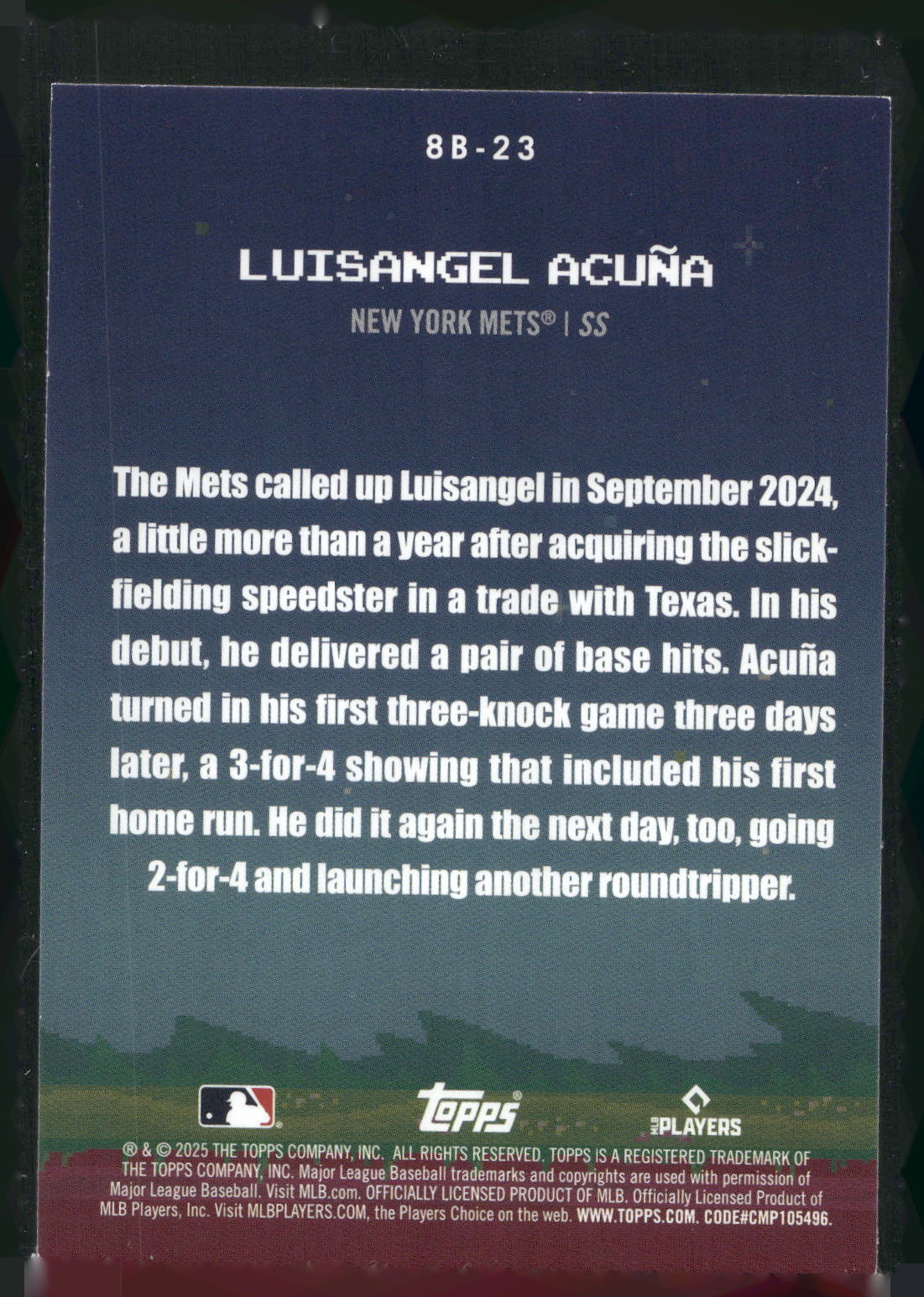 2025 Topps #8B-23 Luisangel Acuña 8-Bit Ballers