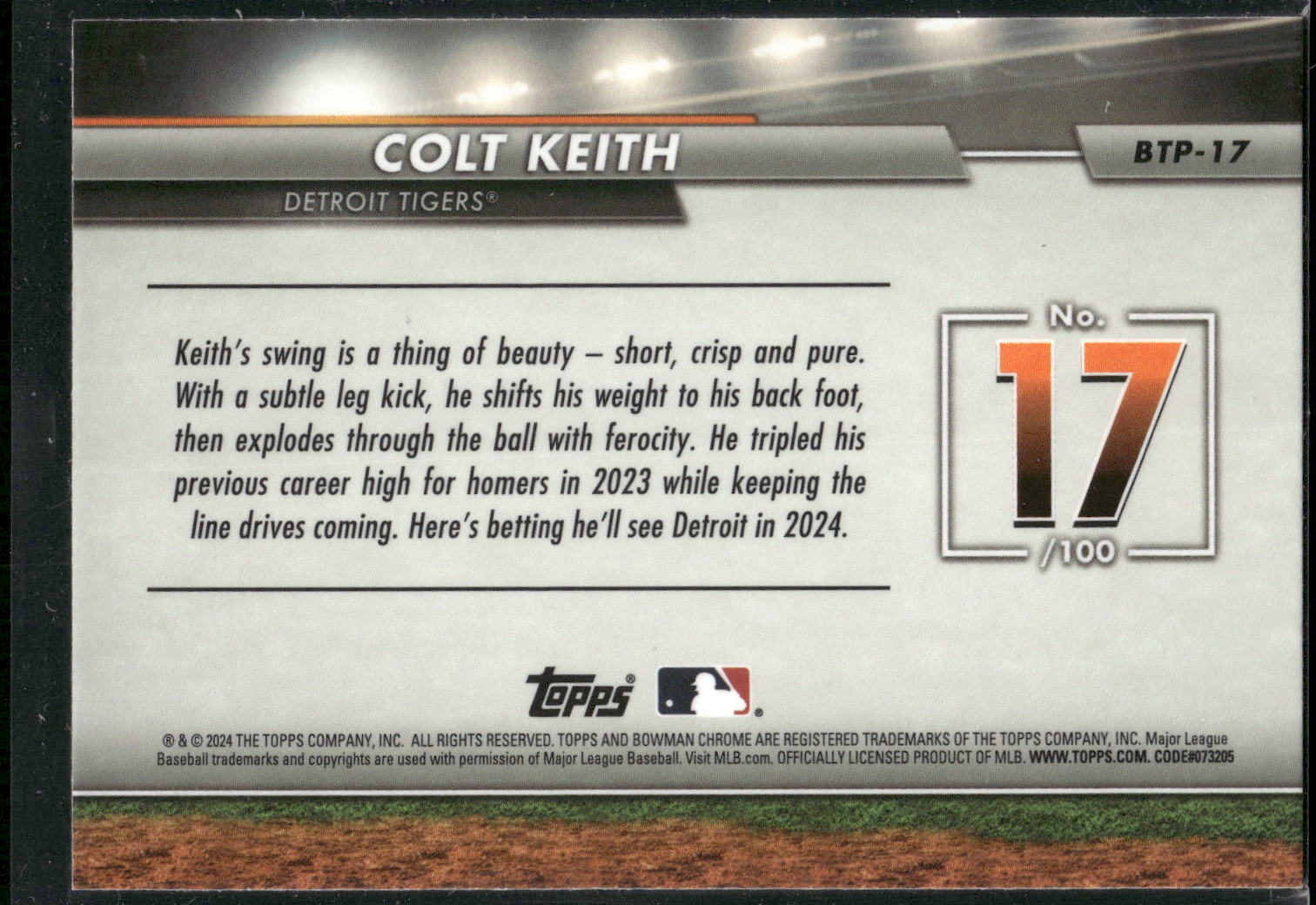 2024 Bowman #BTP-17 Colt Keith Bowman Scouts' Top 100