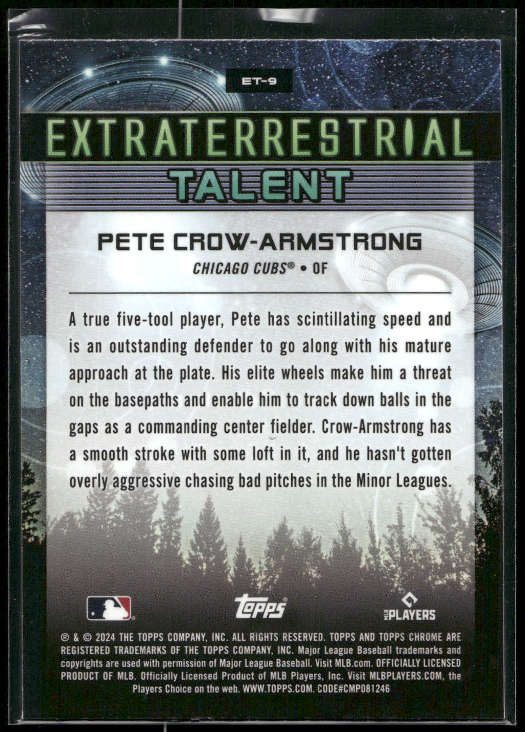 2024 Topps Chrome Cosmic #ET-9 Pete Crow-Armstrong Extraterrestrial Talent