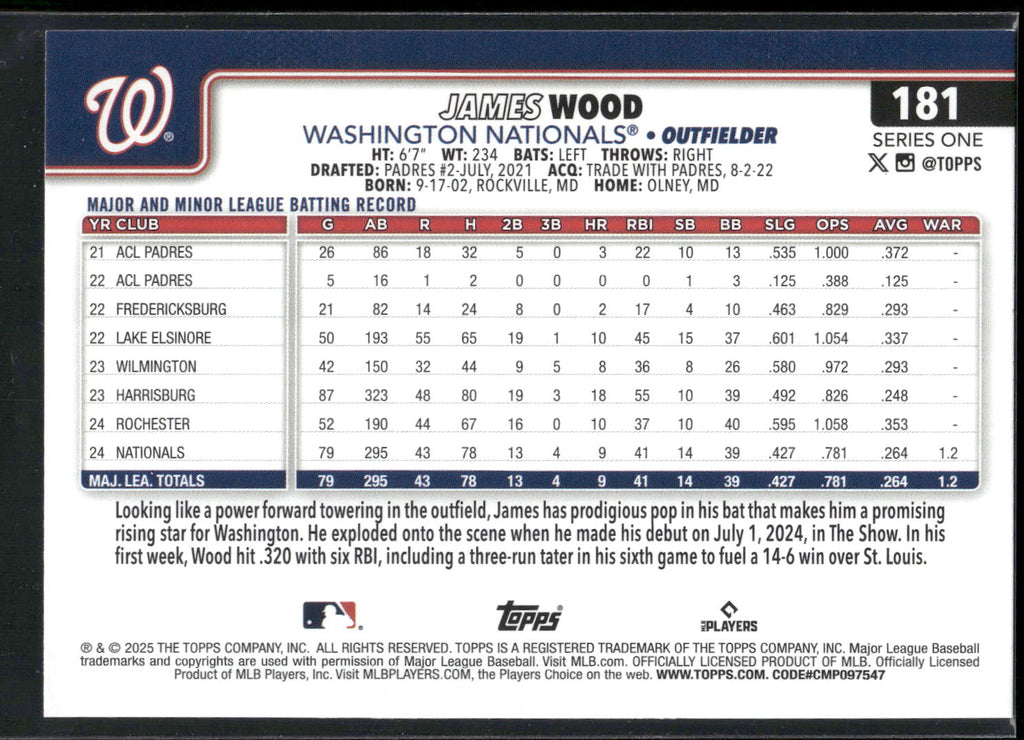 2025 Topps #181 James Wood