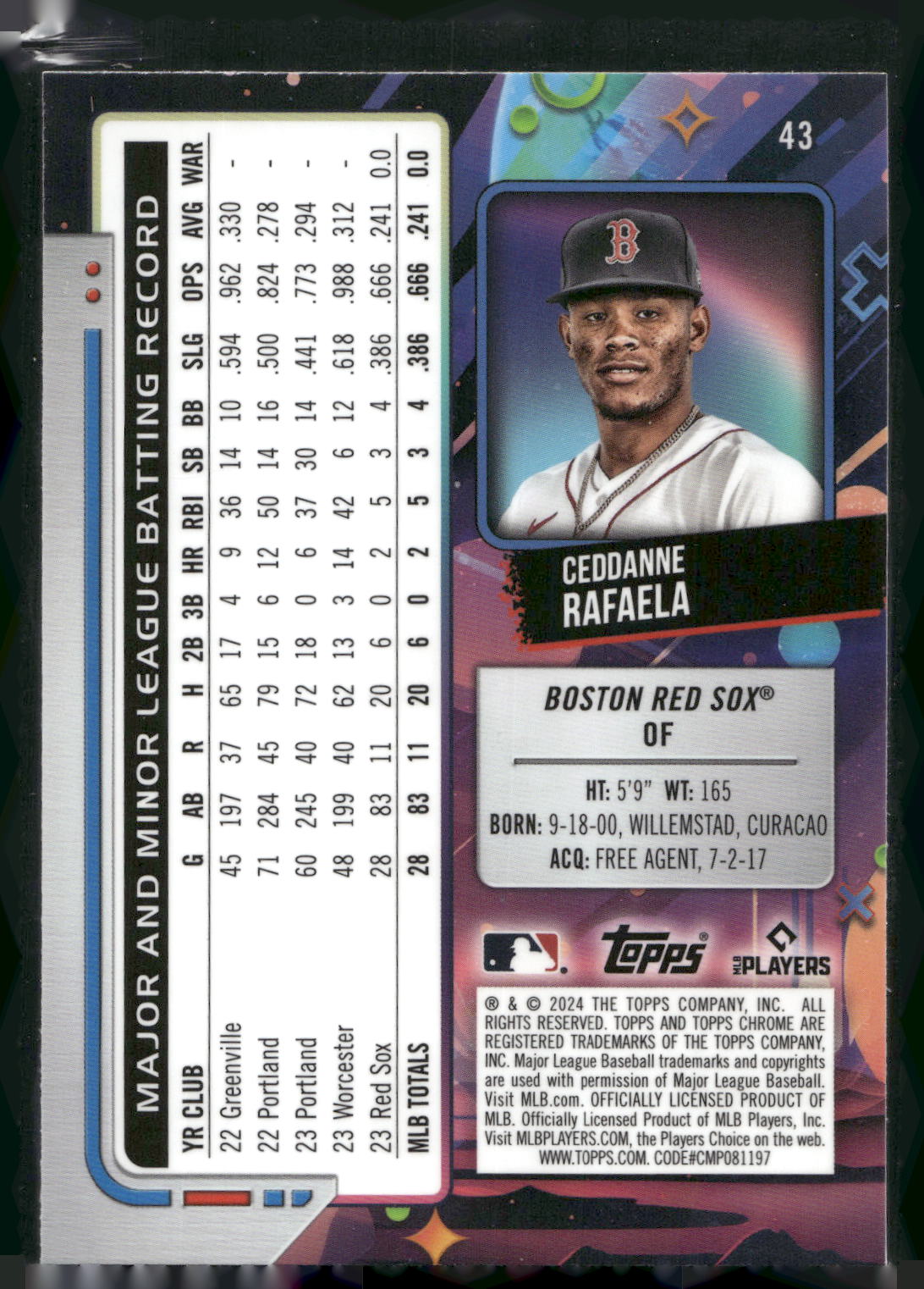 2024 Topps Chrome Cosmic #43 Ceddanne Rafaela
