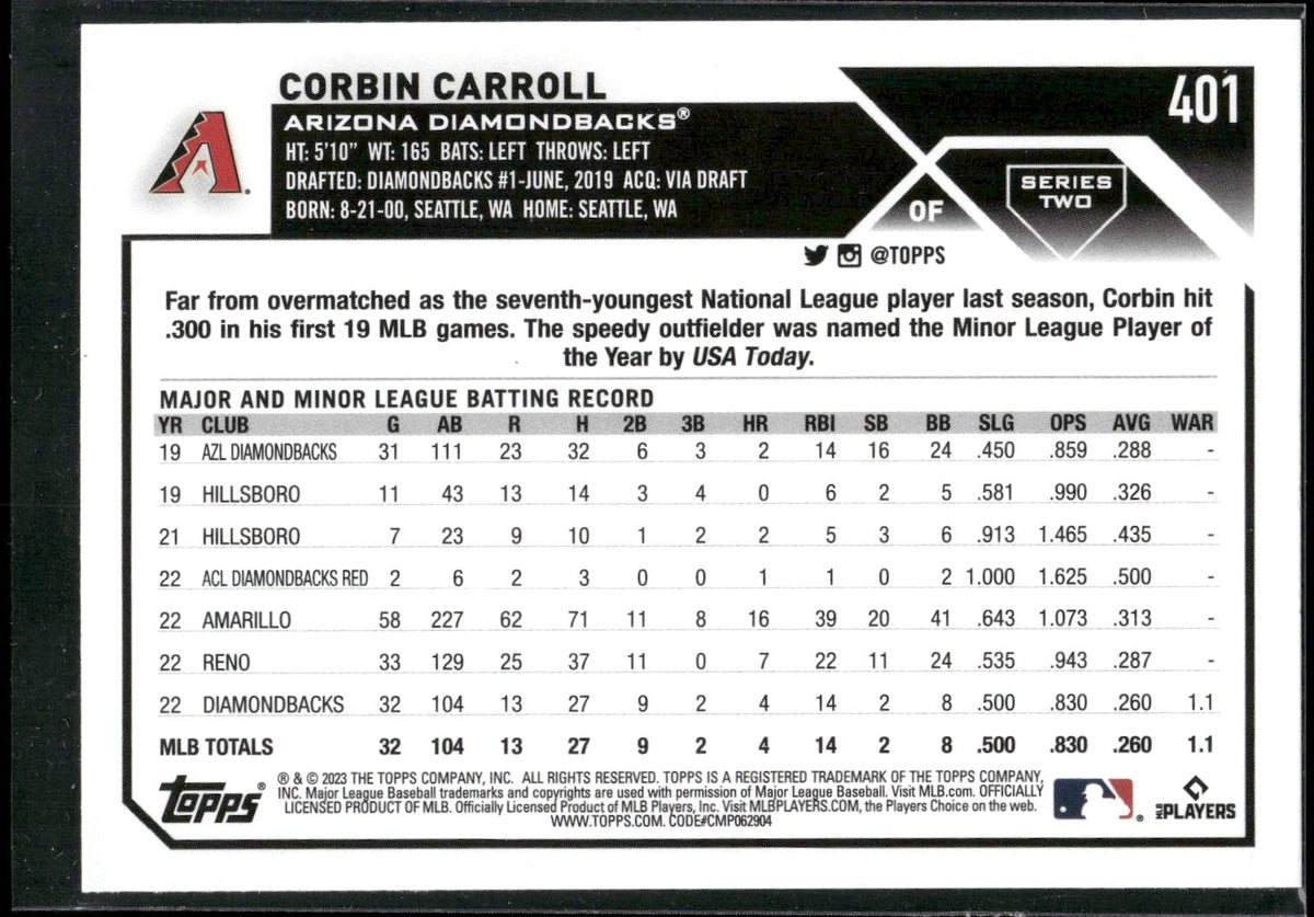 2023 Topps #401 Corbin Carroll