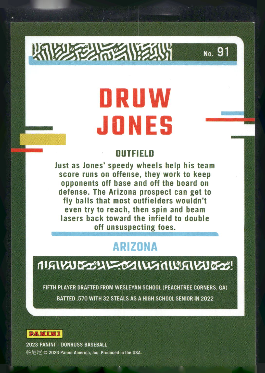 2023 Donruss #91 Druw Jones Holo Red #/2023