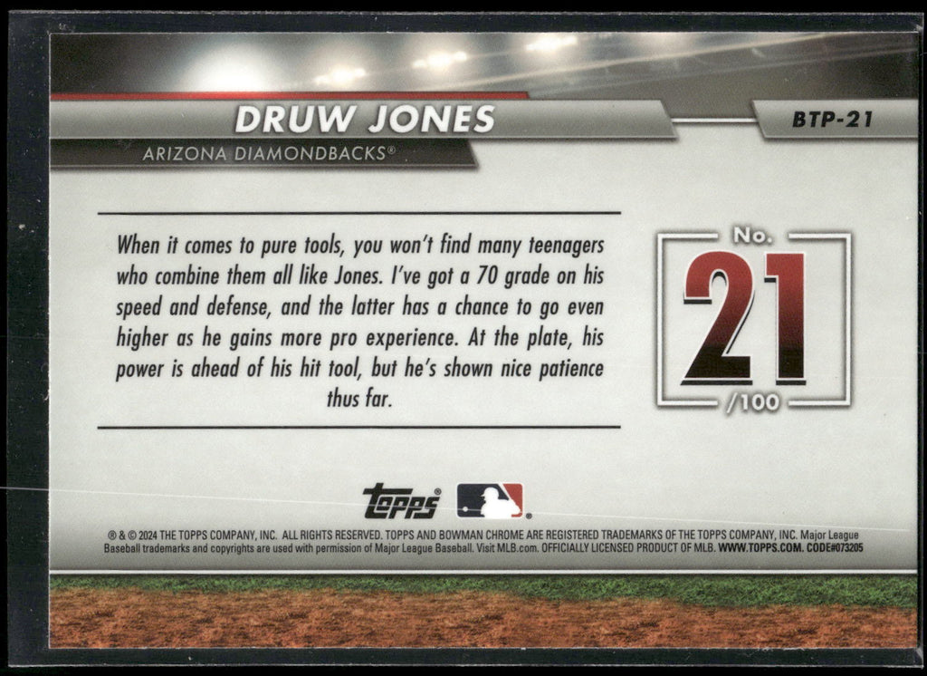 2024 Bowman #BTP-21 Druw Jones Bowman Scouts' Top 100