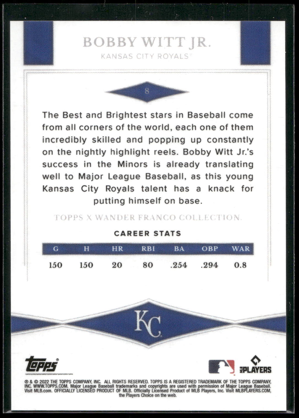 2022 Topps x Wander Franco #8 Bobby Witt Jr.