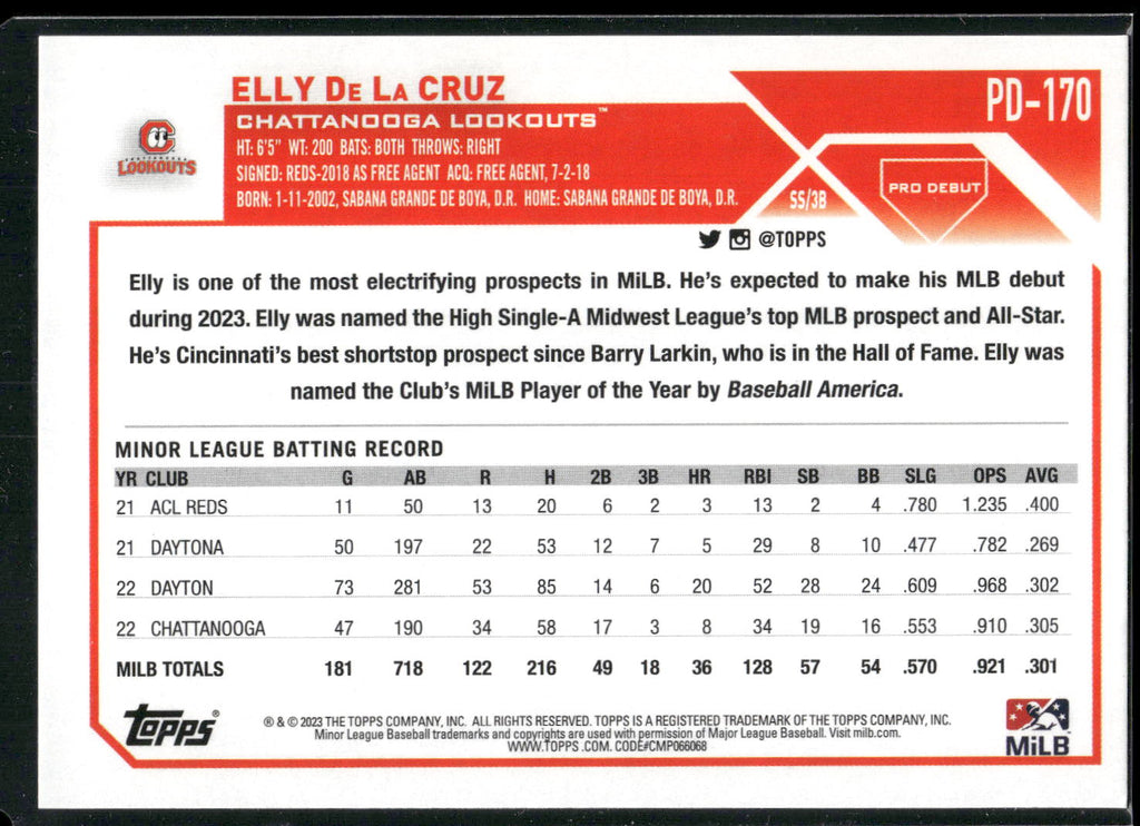 2023 Topps Pro Debut #PD-170 Elly De La Cruz