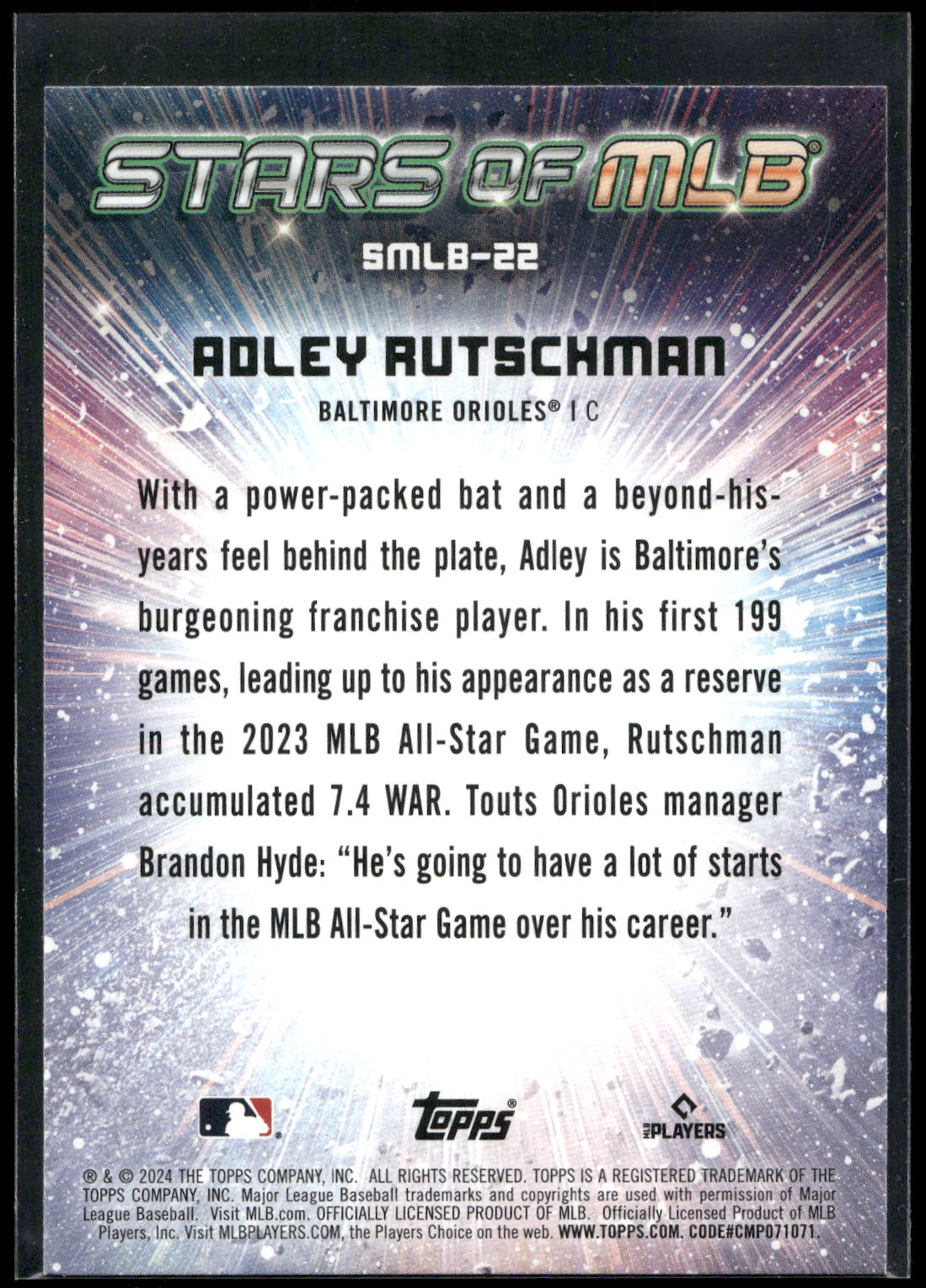 2024 Topps #SMLB-22 Adley Rutschman Stars of MLB