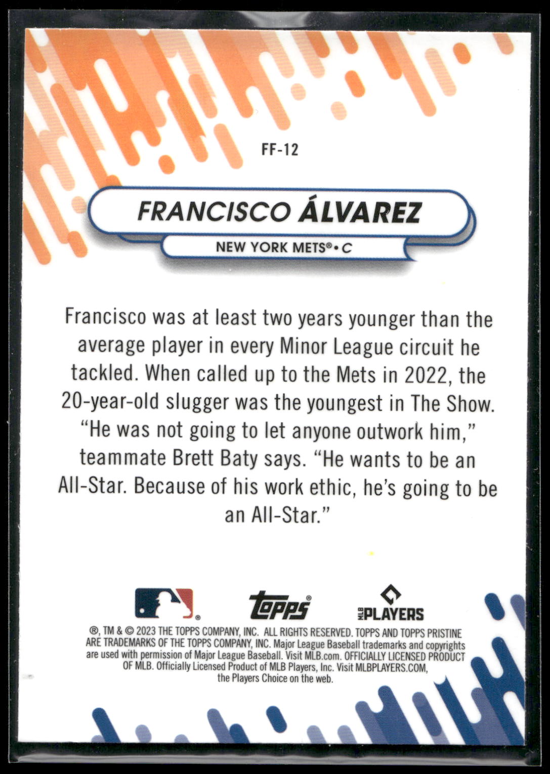 2023 Topps Pristine #FF-12 Francisco Álvarez Fresh Faces