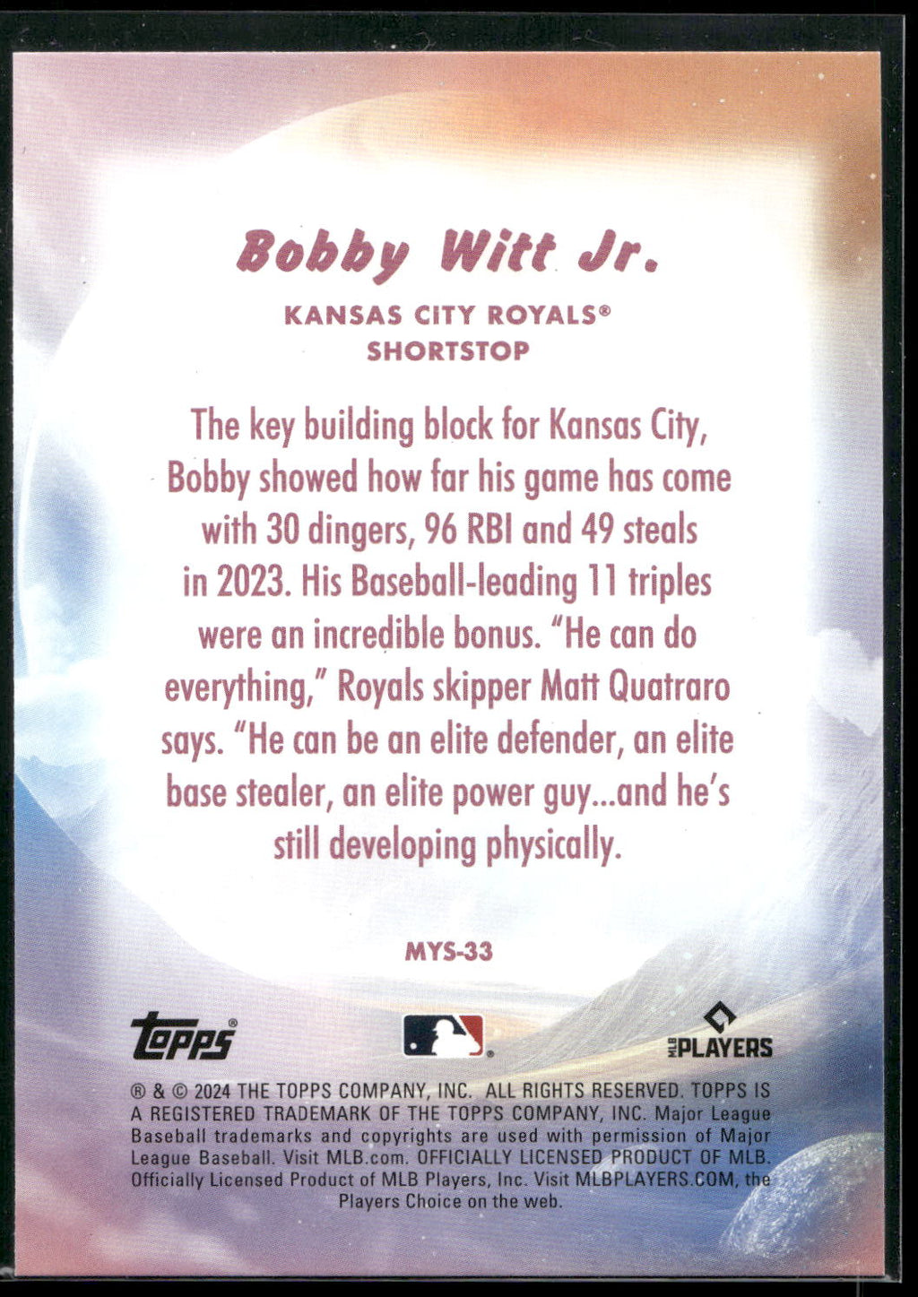 2024 Topps Update #MYS-33 Bobby Witt Jr. Mystical