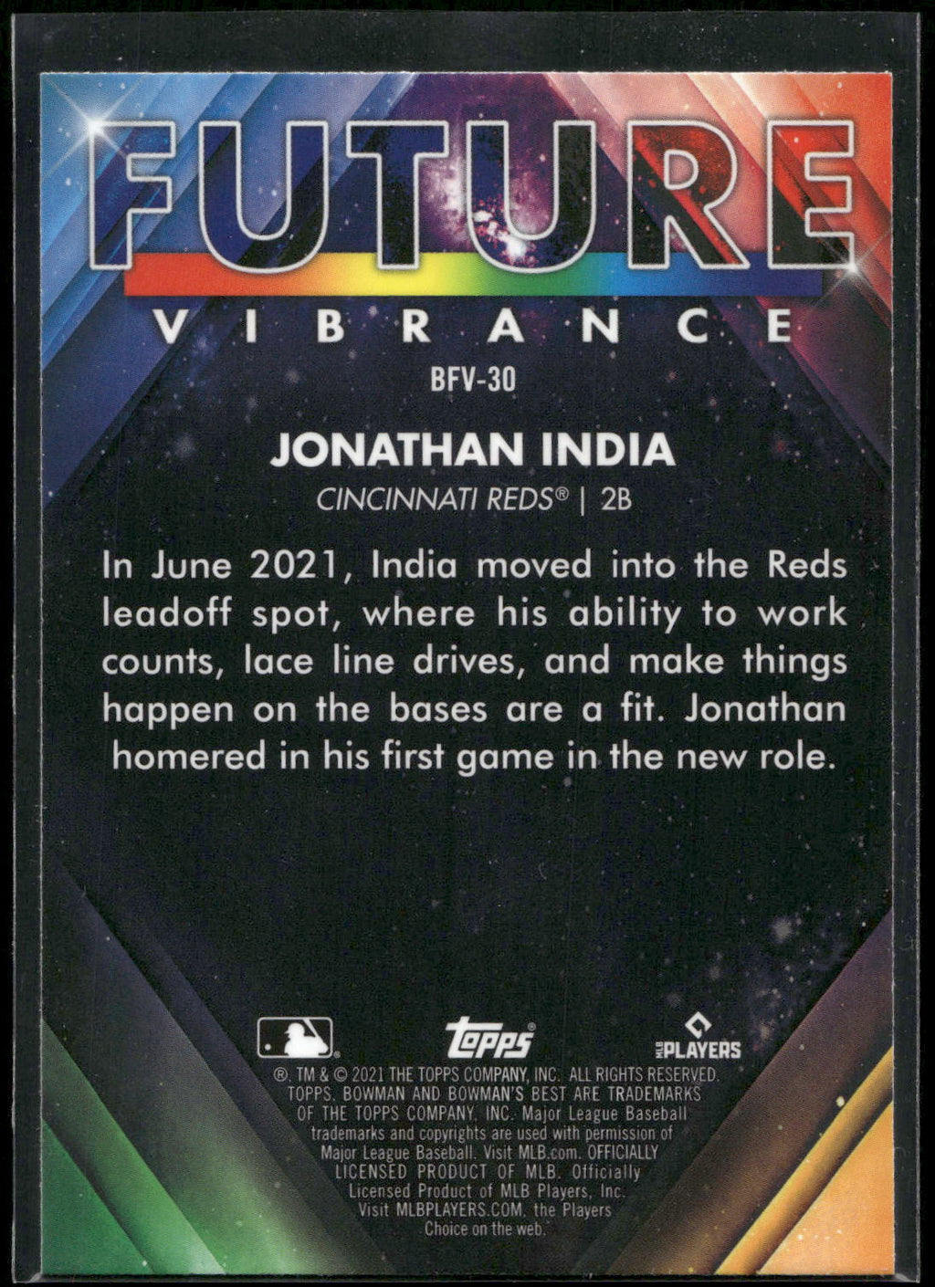2021 Bowman's Best #BFV-30 Jonathan India Bowman Future Vibrance