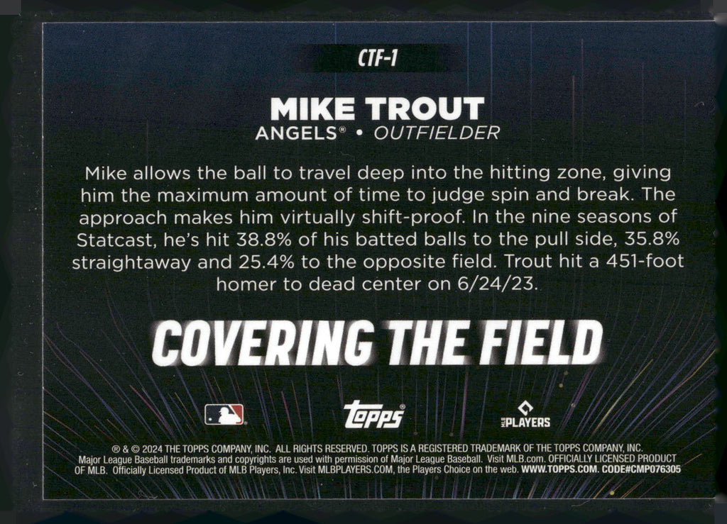 2024 Topps #CTF-1 Mike Trout Covering the Field