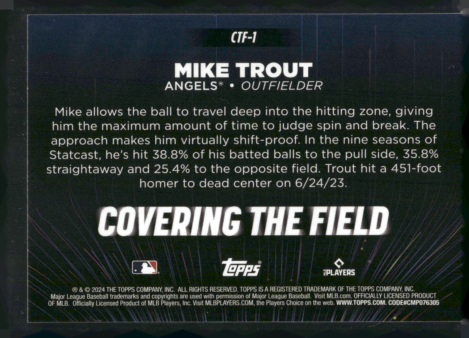 2024 Topps #CTF-1 Mike Trout Covering the Field