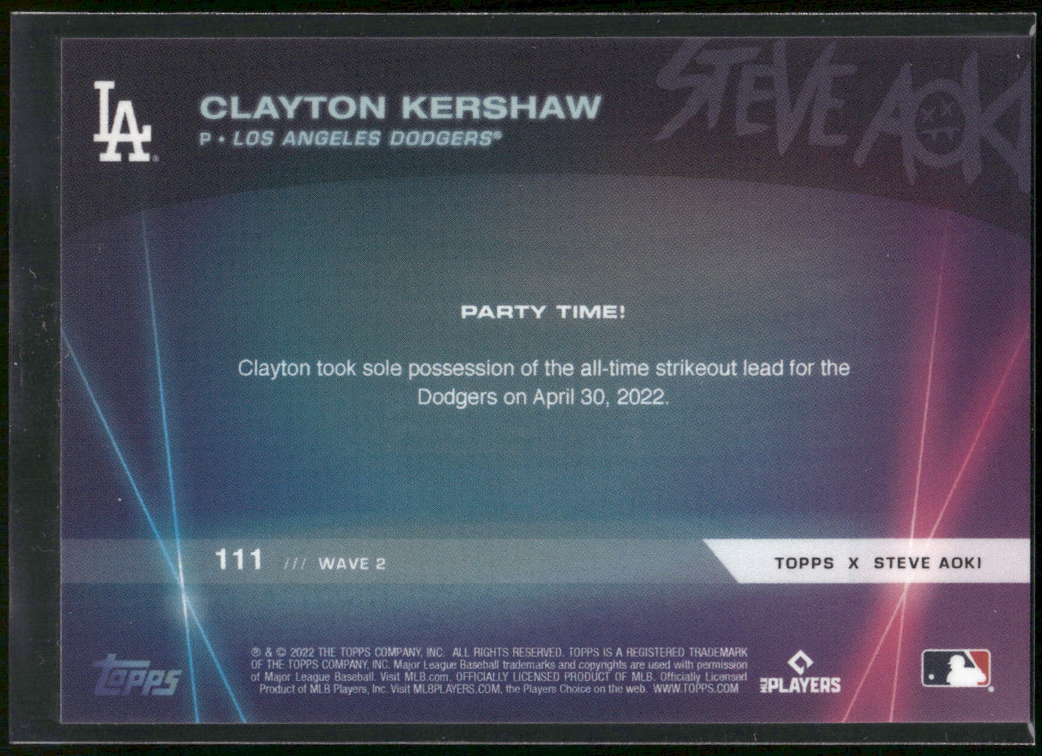 2022 Topps x Steve Aoki's Baseball Party #111 Clayton Kershaw