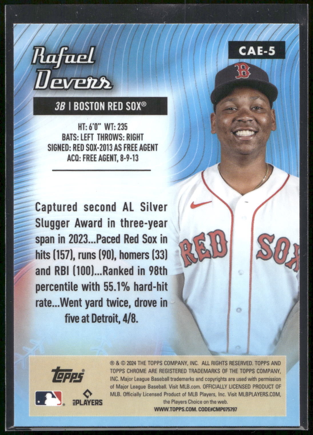 2024 Topps Chrome #CAE-5 Rafael Devers Chrome All-Etch