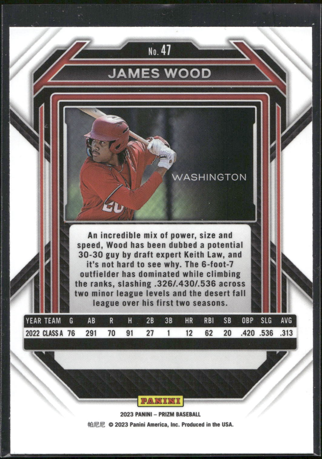 2023 Panini Prizm #47 James Wood
