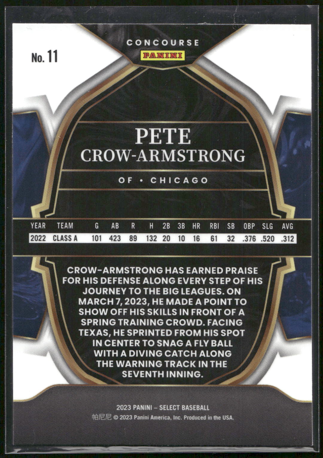 2023 Panini Select #11 Pete Crow-Armstrong