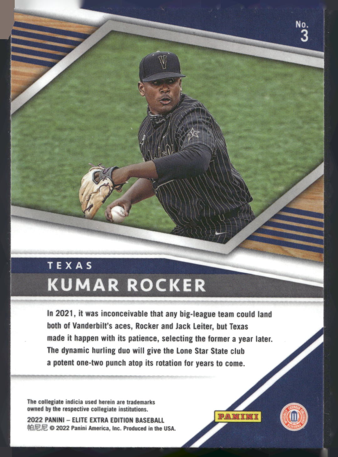 2022 Panini Elite Extra Edition #3 Kumar Rocker Optic Holo
