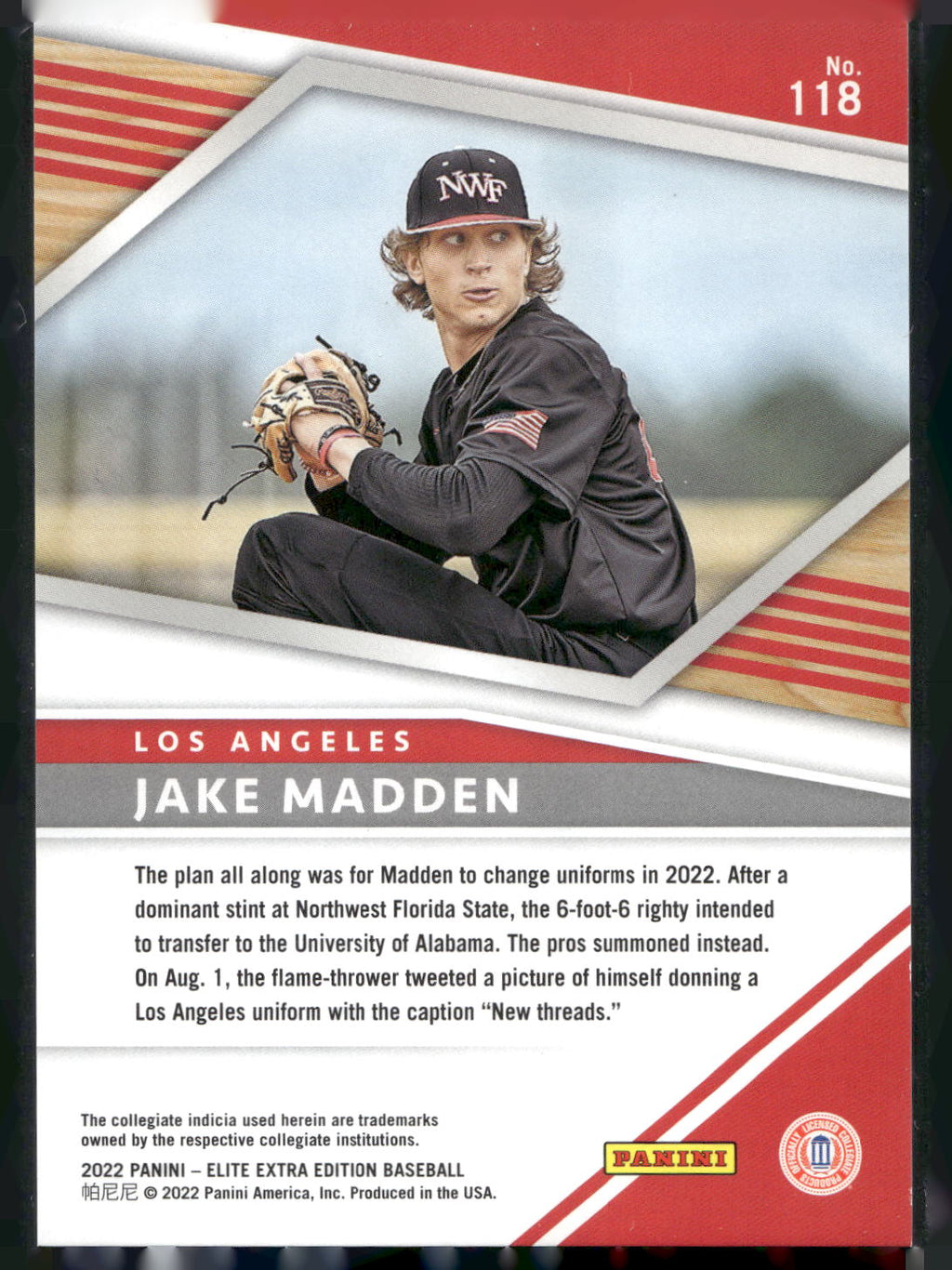 2022 Panini Elite Extra Edition #118 Jake Madden Aspirations Blue #/349