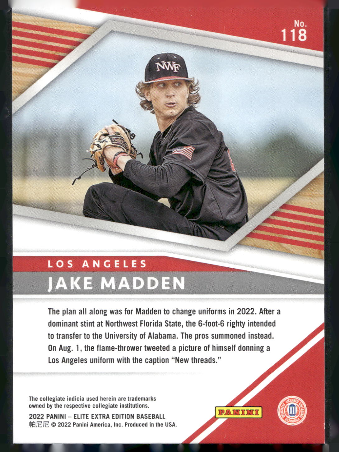 2022 Panini Elite Extra Edition #118 Jake Madden Aspirations Blue #/349