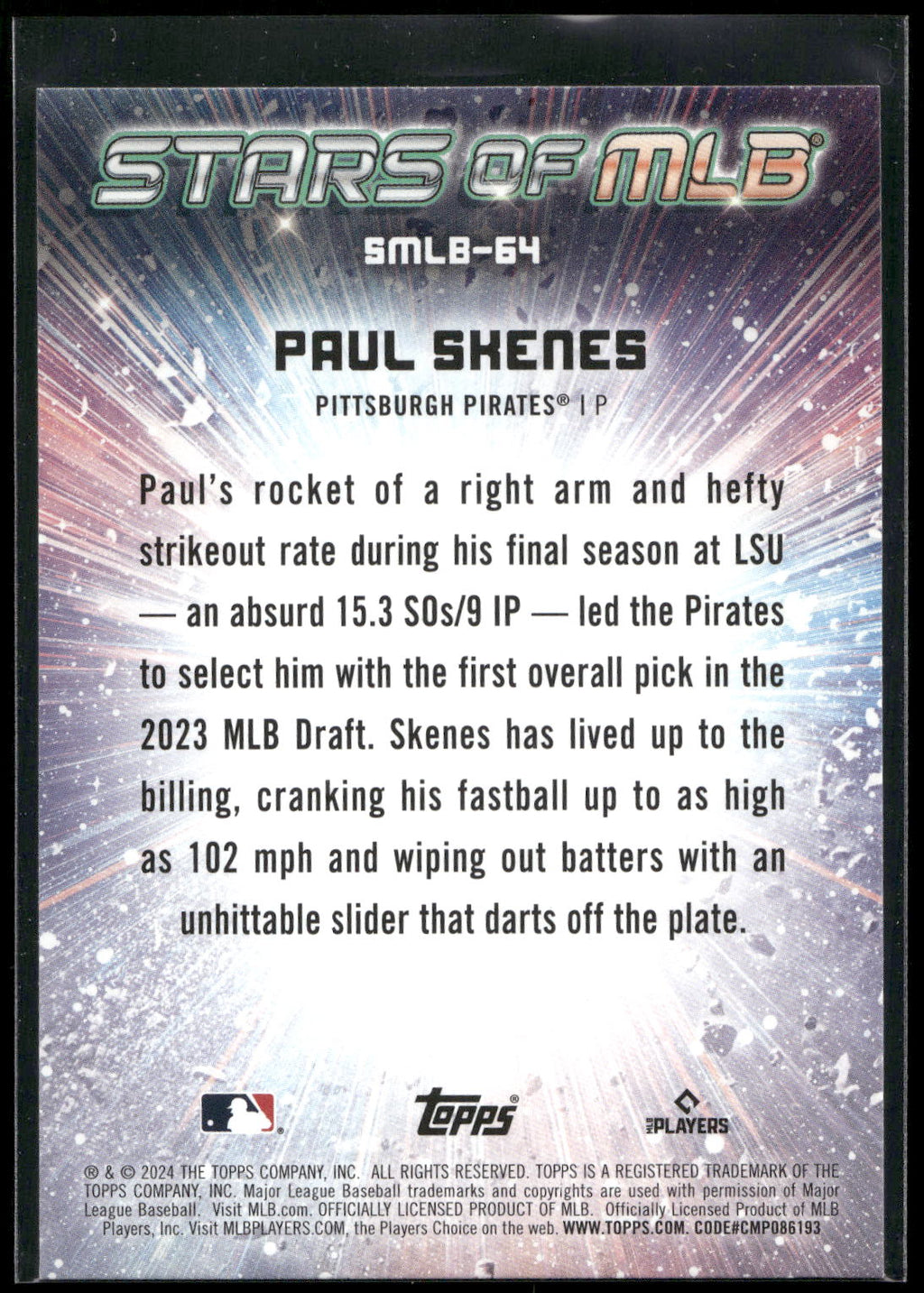2024 Topps Update #SMLB-64 Paul Skenes Stars of MLB