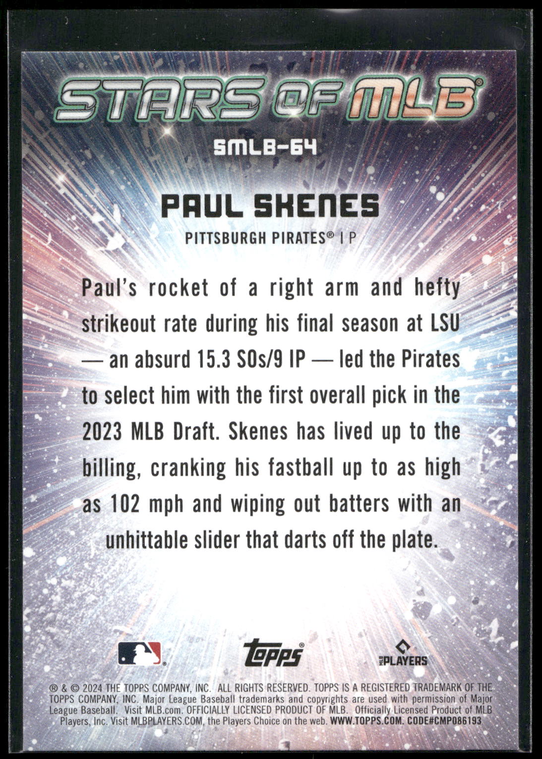2024 Topps Update #SMLB-64 Paul Skenes Stars of MLB
