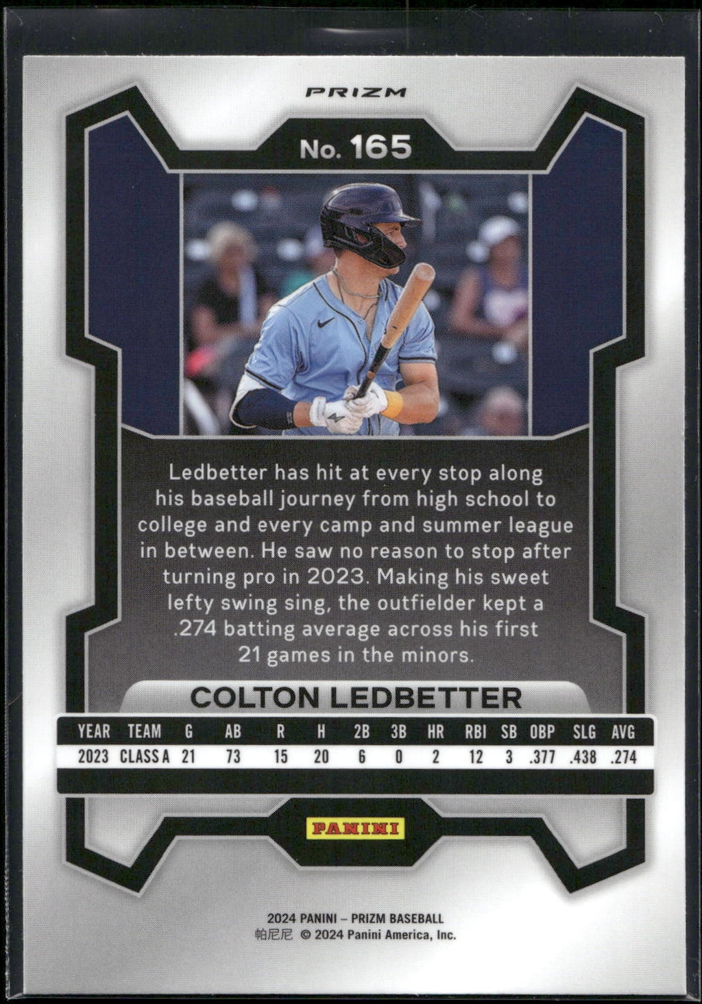 2024 Panini Prizm #165 Colton Ledbetter Silver Prizms