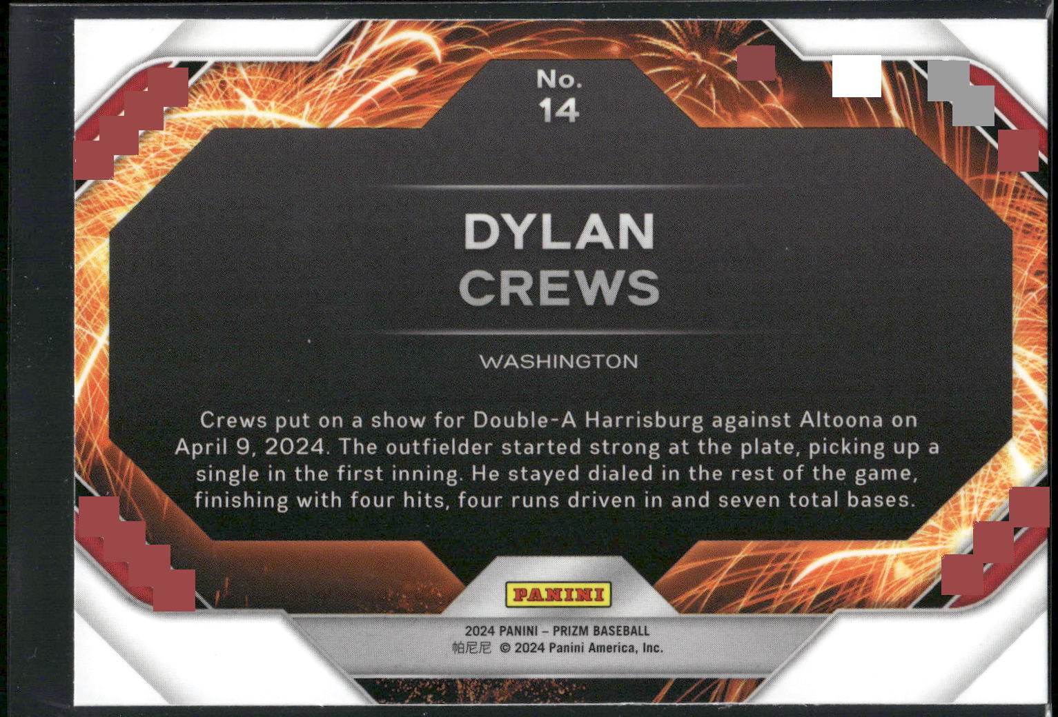 2024 Panini Prizm #14 Dylan Crews Fireworks