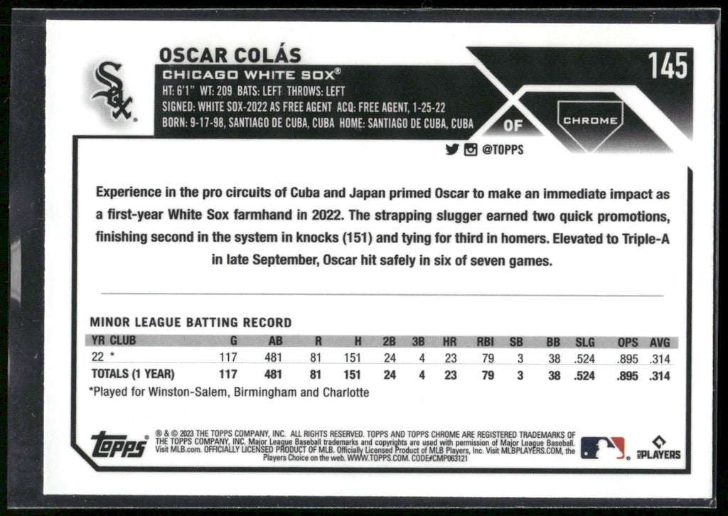 2023 Topps Chrome #145 Oscar Colás