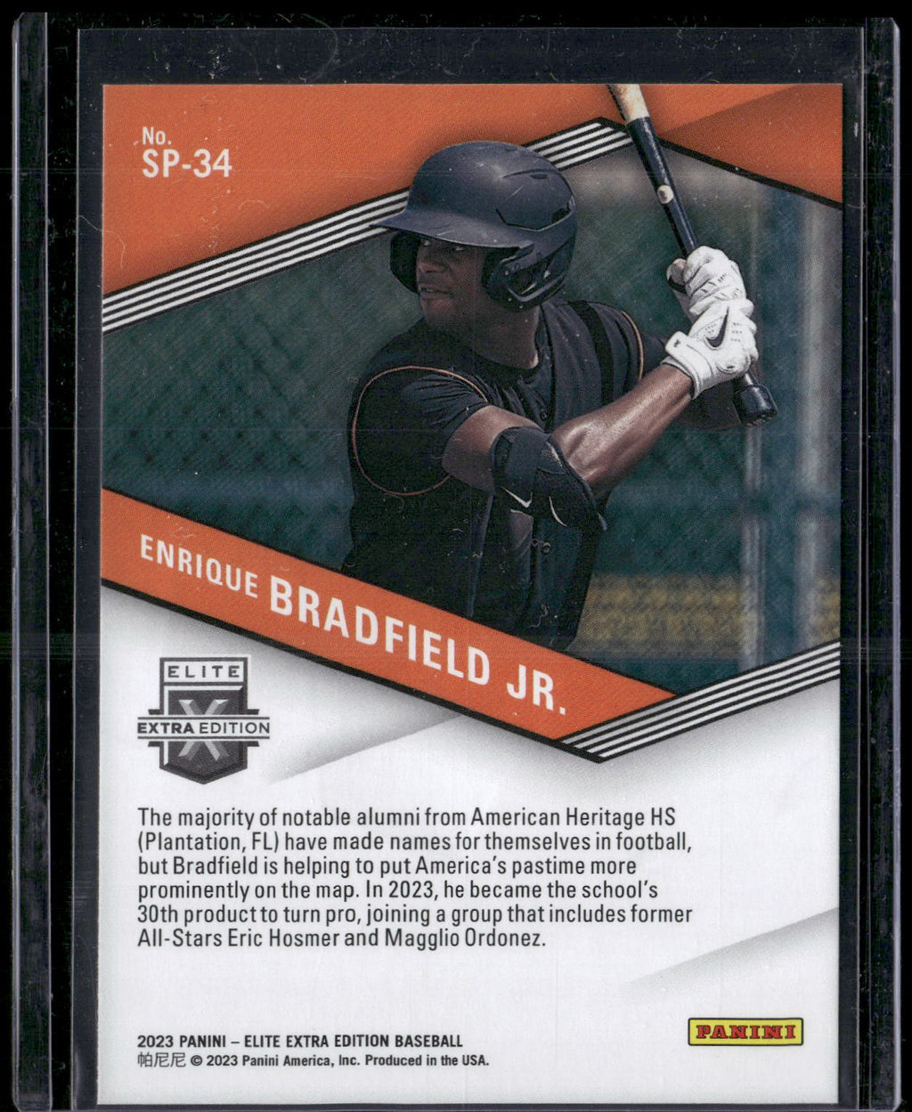 2023 Panini Elite Extra Edition #SP-34 Enrique Bradfield Jr. Spellbound