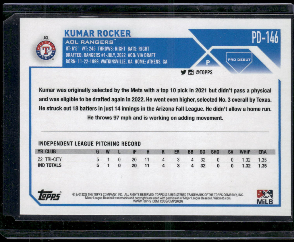 2023 Topps Pro Debut #PD-146 Kumar Rocker