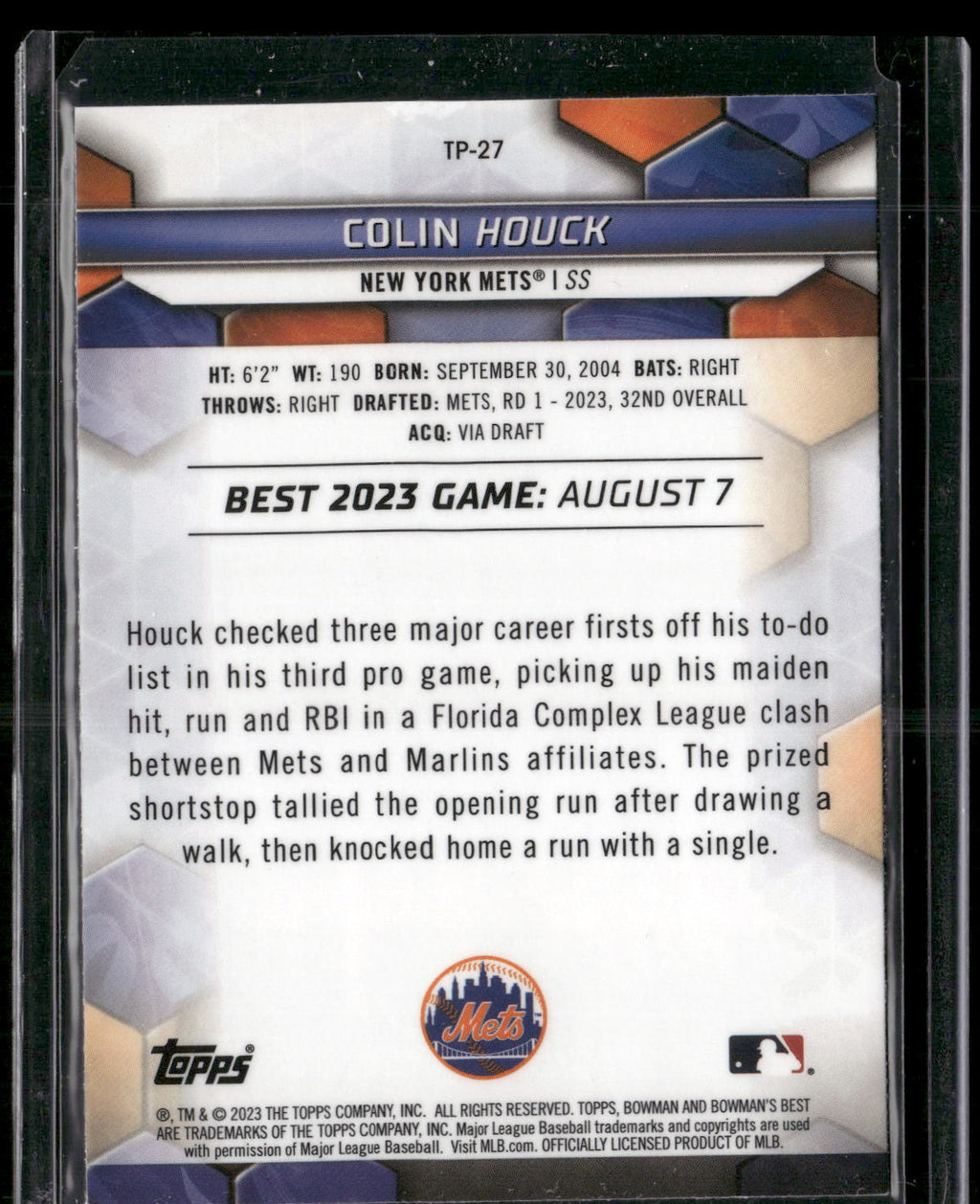 2023 Bowman's Best #TP-27 Colin Houck Top Prospects