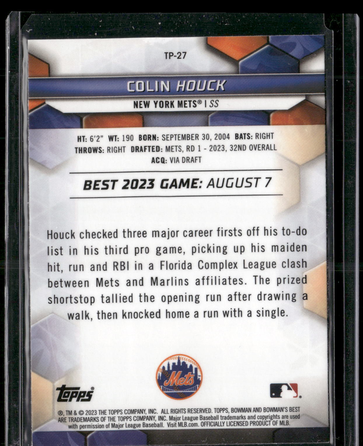 2023 Bowman's Best #TP-27 Colin Houck Top Prospects