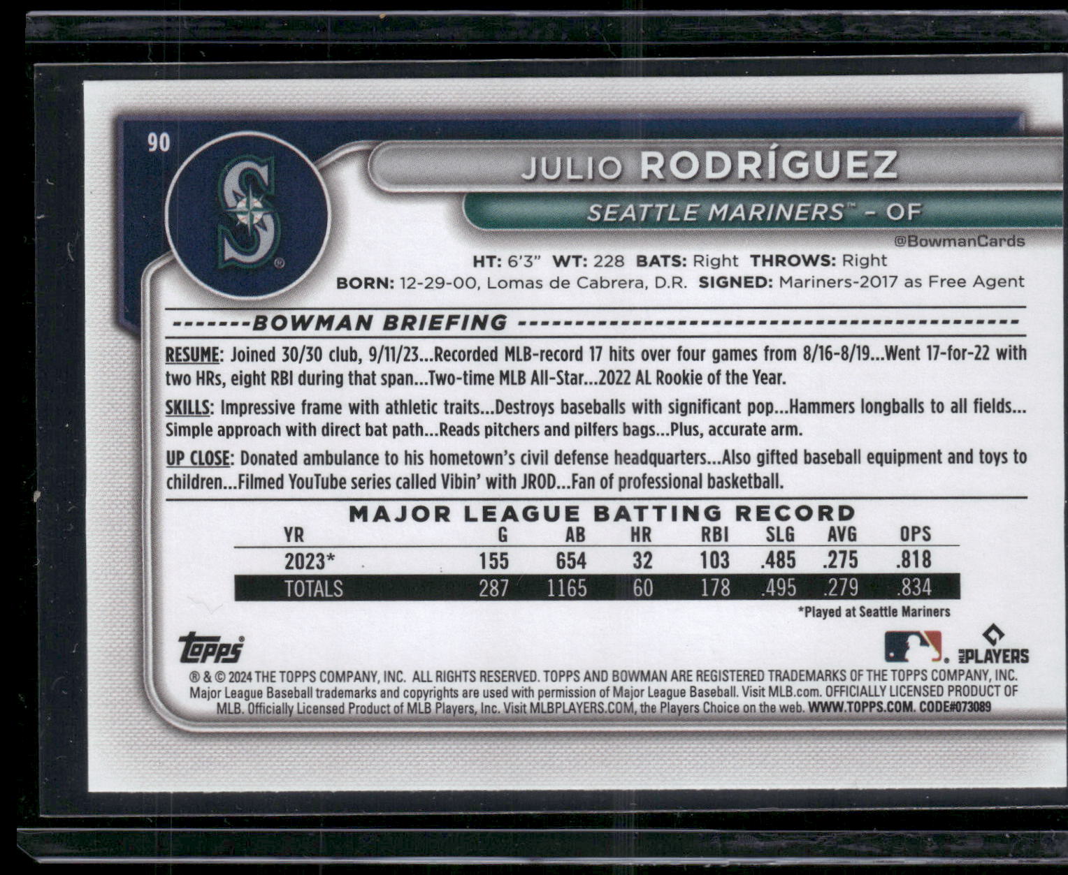2024 Bowman #90 Julio Rodríguez