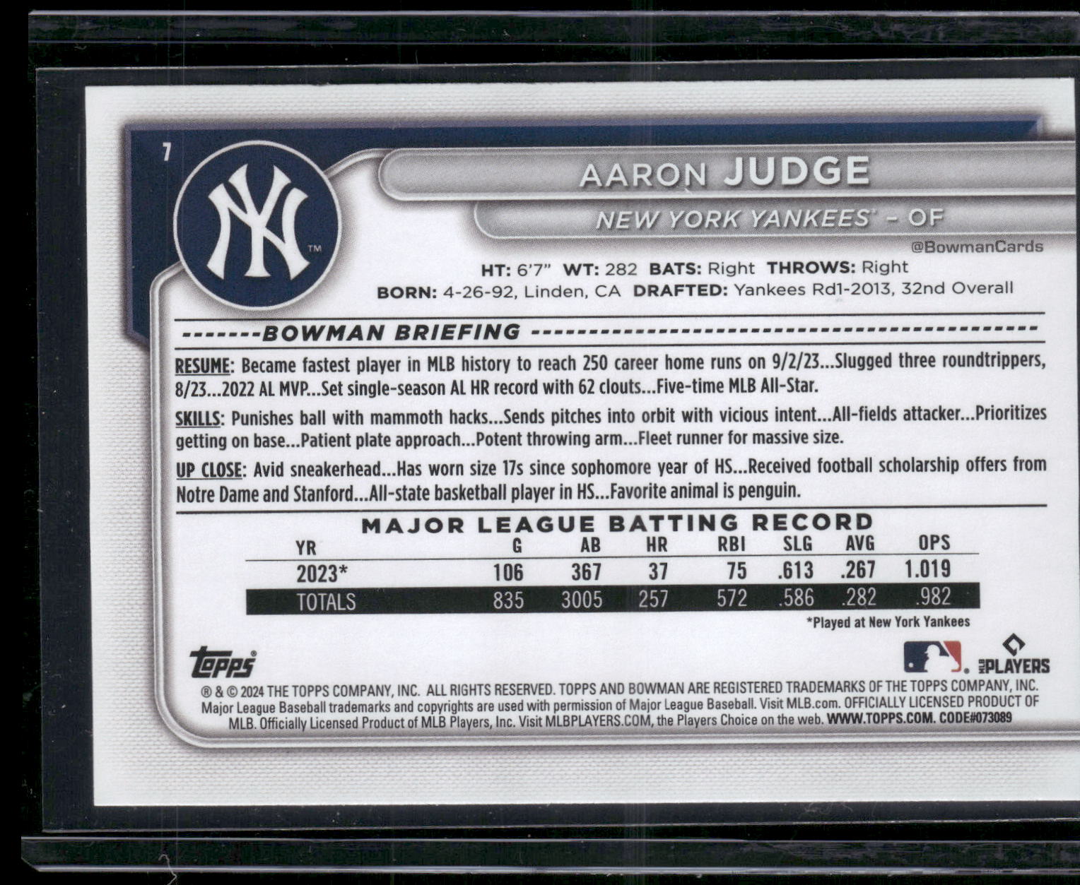 2024 Bowman #7 Aaron Judge