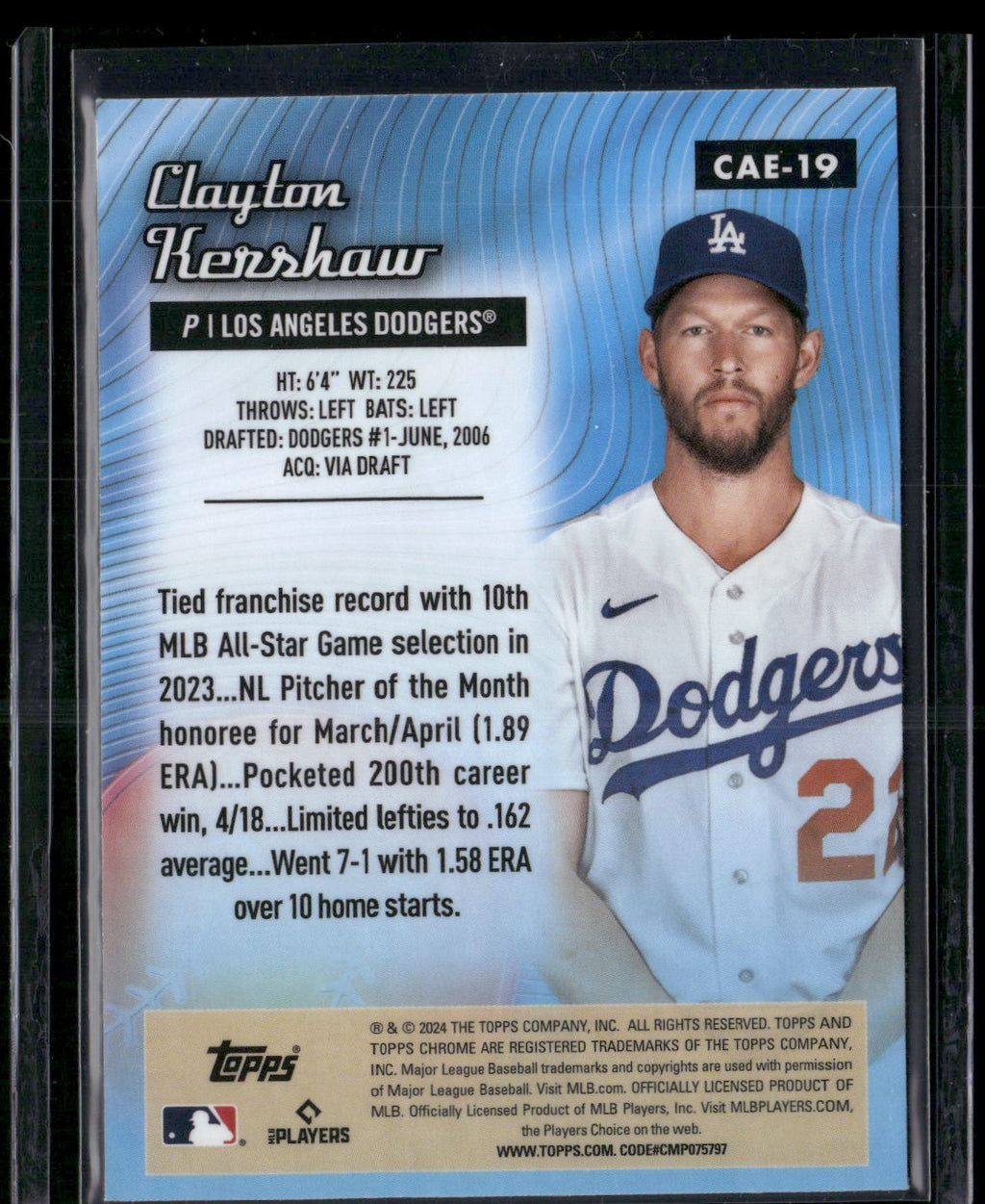 2024 Topps Chrome #CAE-19 Clayton Kershaw Chrome All-Etch