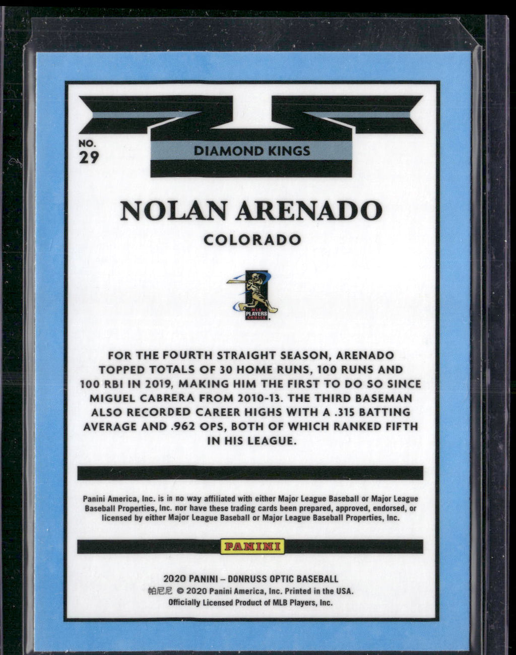 2020 Donruss Optic #29 Nolan Arenado