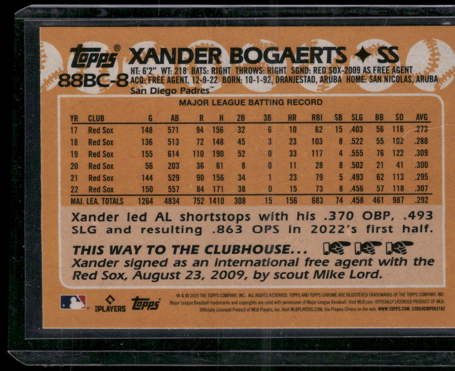 2023 Topps Chrome #88BC-8 Xander Bogaerts 1988 Topps Baseball 35th Anniversary