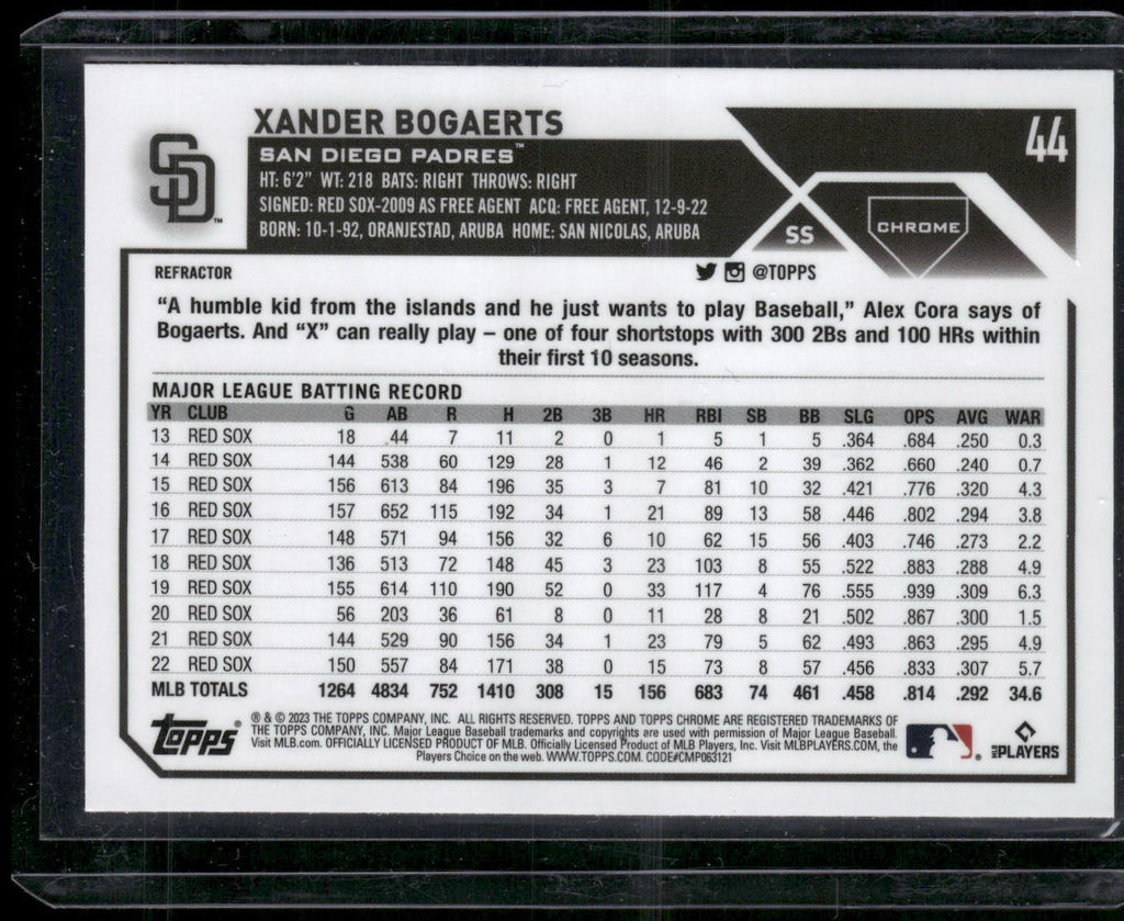 2023 Topps Chrome #44 Xander Bogaerts Refractors