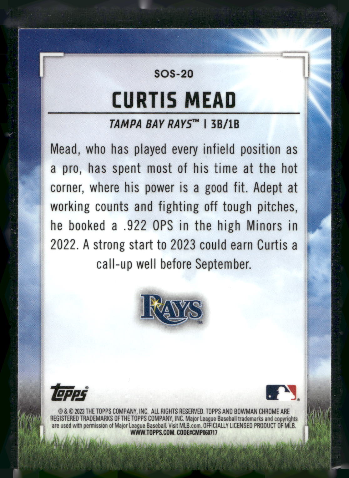 2023 Bowman #SOS-20 Curtis Mead Sights on September