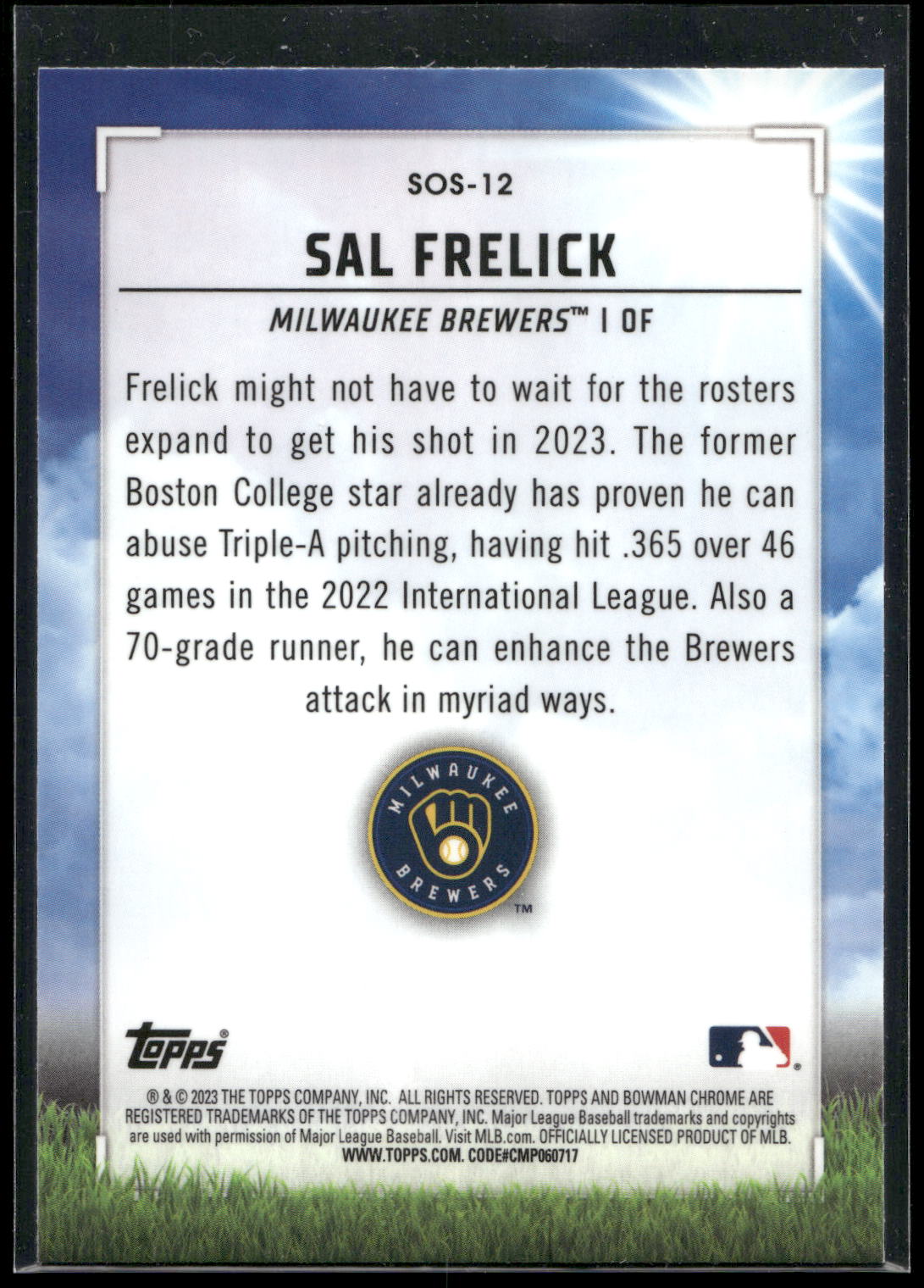 2023 Bowman #SOS-12 Sal Frelick Sights on September
