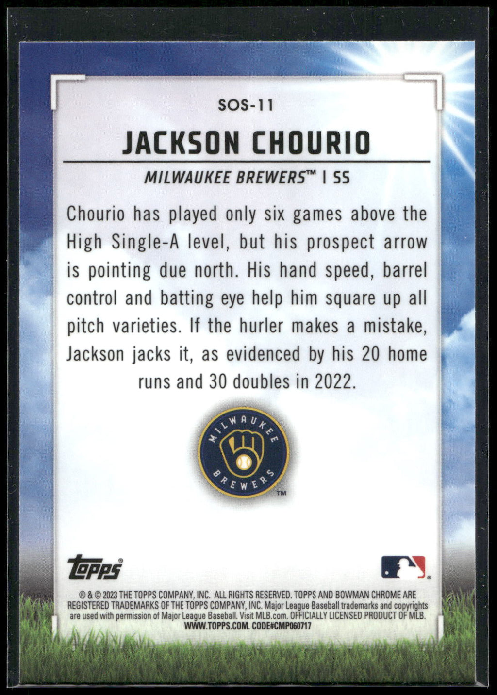 2023 Bowman #SOS-11 Jackson Chourio Sights on September