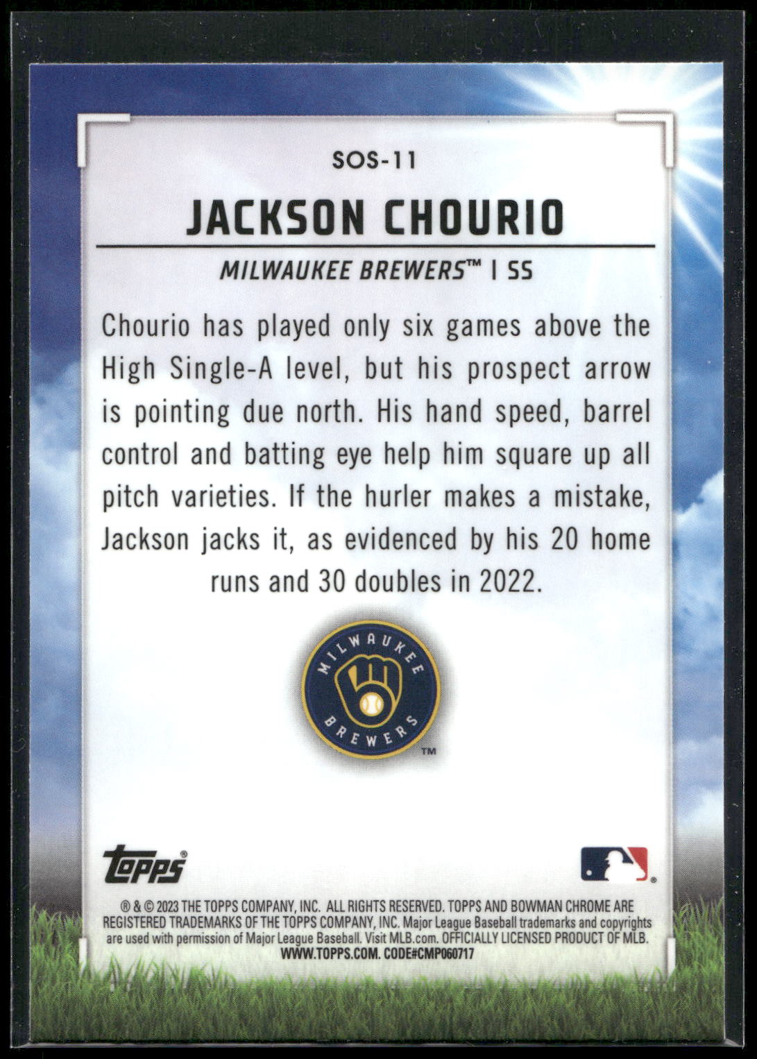 2023 Bowman #SOS-11 Jackson Chourio Sights on September