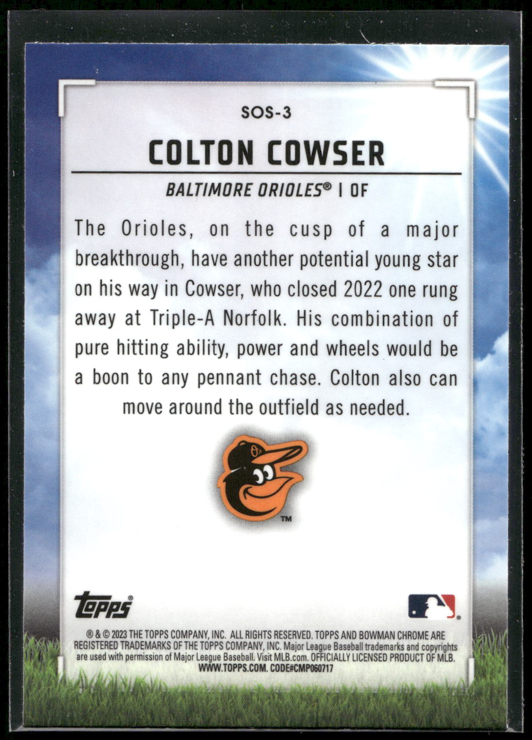 2023 Bowman #SOS-3 Colton Cowser Sights on September