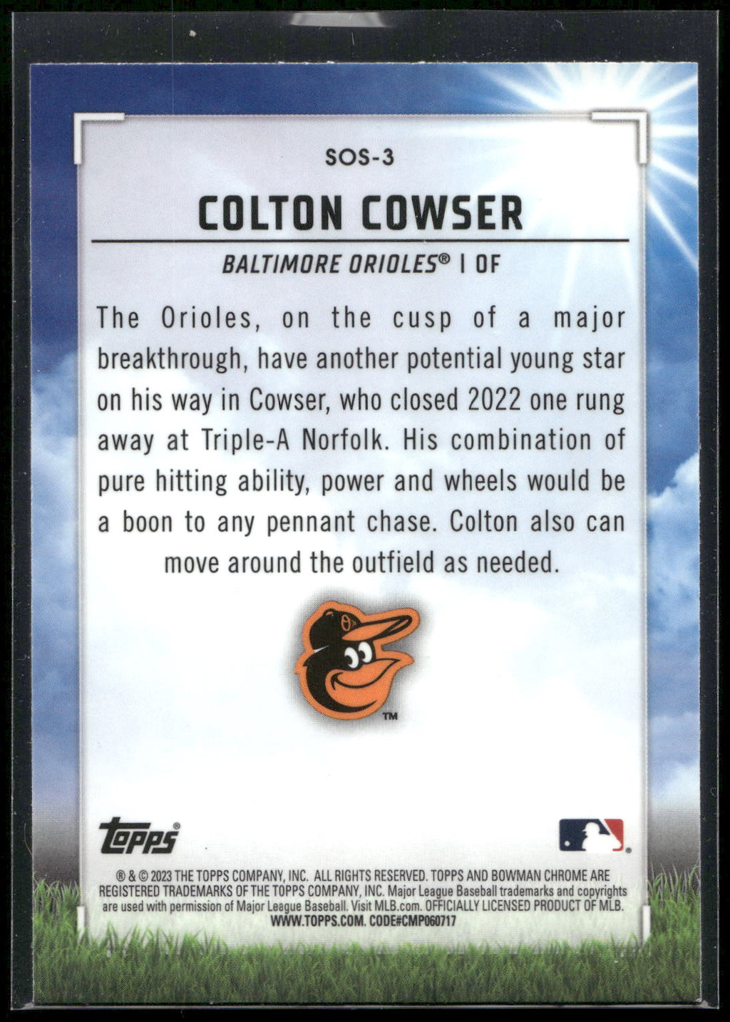 2023 Bowman #SOS-3 Colton Cowser Sights on September