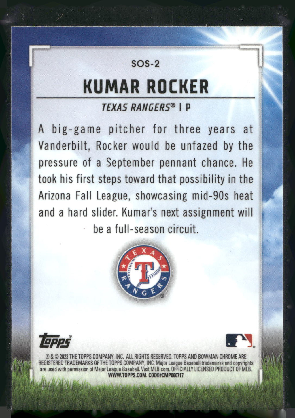 2023 Bowman #SOS-2 Kumar Rocker Sights on September