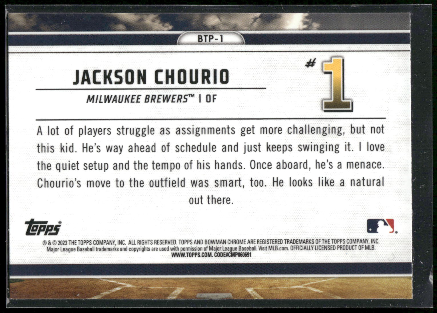 2023 Bowman #BTP-1 Jackson Chourio Bowman Scouts Top 100