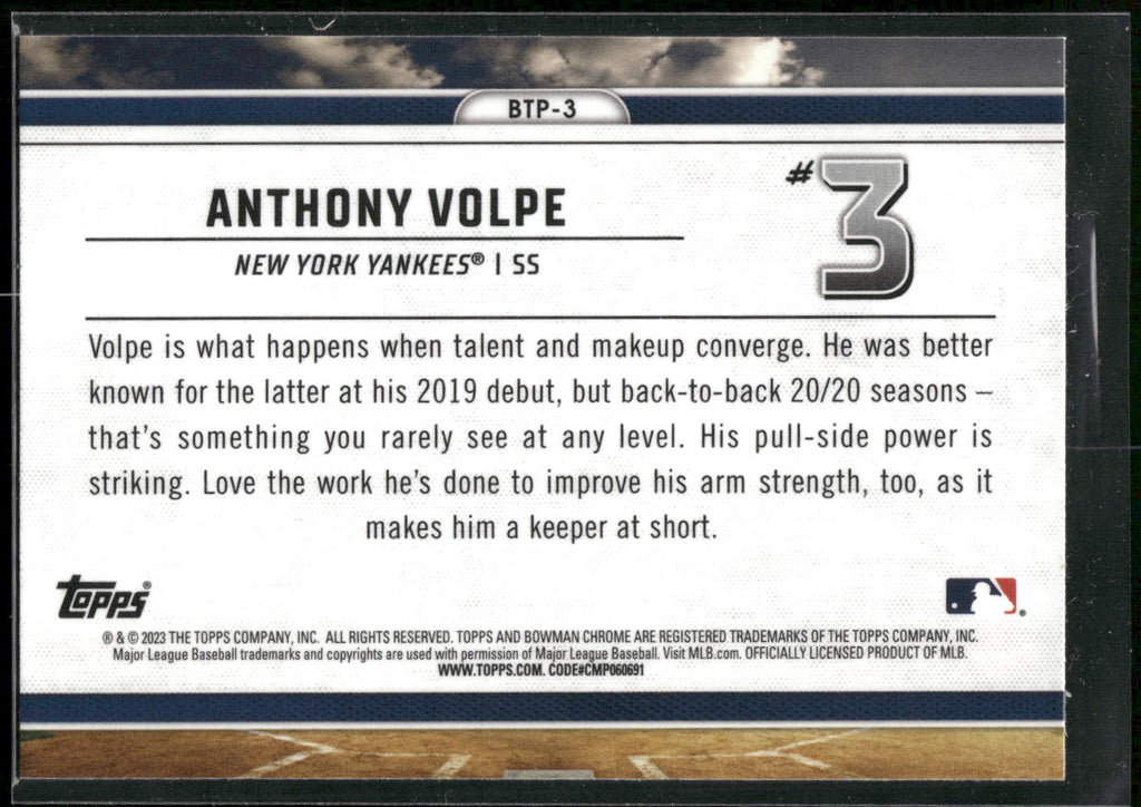 2023 Bowman #BTP-3 Anthony Volpe Bowman Scouts Top 100