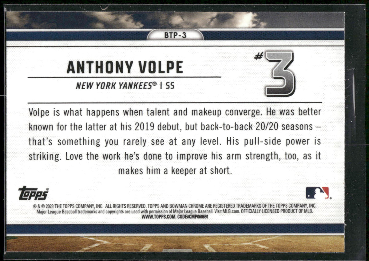 2023 Bowman #BTP-3 Anthony Volpe Bowman Scouts Top 100